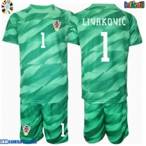Camisa de Futebol Croácia Dominik Livakovic #1 Goleiro Equipamento Secundário Infantil Europeu 2024 Manga Curta (+ Calças curtas)